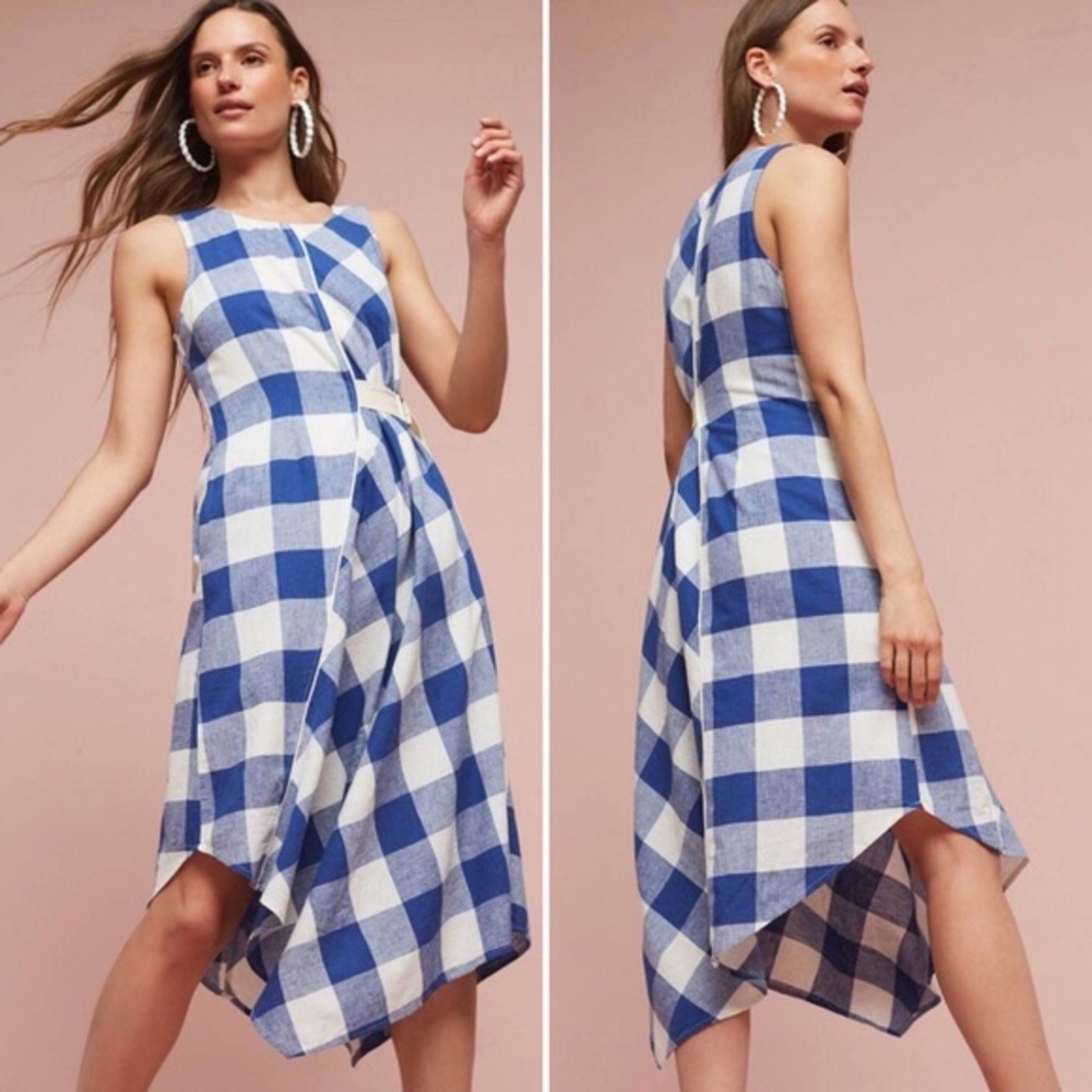 Anthropologie Maeve Belted Gingham Dress
